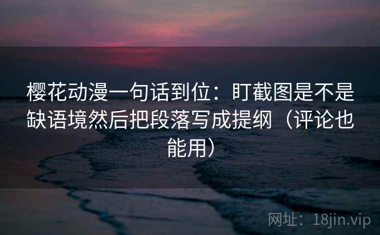 樱花动漫一句话到位：盯截图是不是缺语境然后把段落写成提纲（评论也能用）  第2张