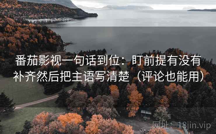 番茄影视一句话到位：盯前提有没有补齐然后把主语写清楚（评论也能用）